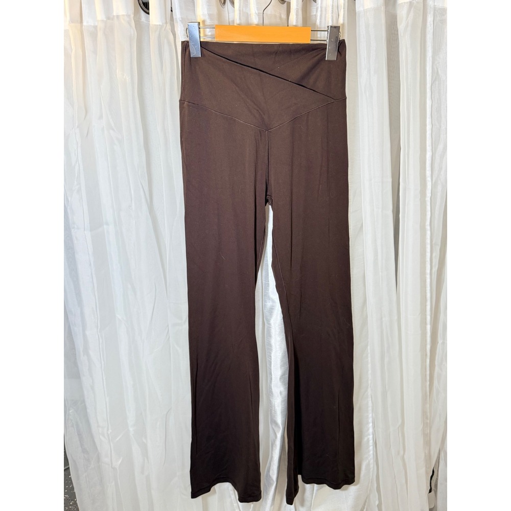 OFFLINE by Aerie Flare Leggings Womens L Brown Crossover High Rise Real Me